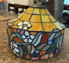 VTG Quoizel Tiffany Style Stained Glass Replacement 9”x7”Lamp Shade handcrafted