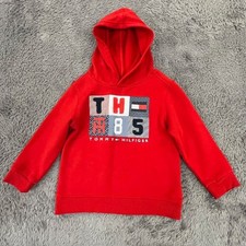 Tommy Hilfiger Hoodie Toddlers 3T Red Hooded Pullover TH85 Logo Sweatshirt