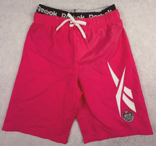 Reebok Boys Medium 10/12 Pink Swim Trunks UPF 50 Quick Dry Logo Waistband NEW