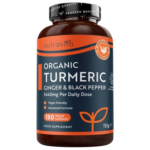 Nutravita Organic Turmeric 1440mg (High Strength) with Black Pepper & Ginger - 