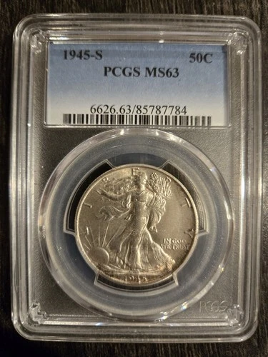 1945-S Walking Liberty Silver Half Dollar 50c PCGS MS63