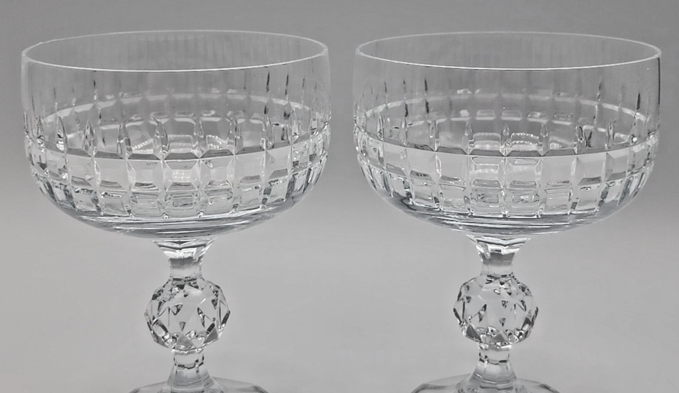 Bohemia Crystal Crystalex Belfast Pattern Champagne Coupe Sherbet 4 7/8"   Set/6