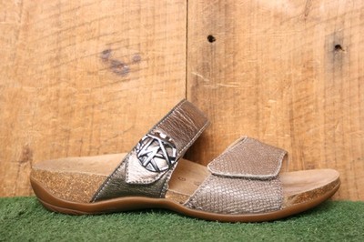 GABOR Bronze Metallic & Snake Print Leather Slide Sandals UK 4.5   US 7