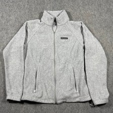 Columbia Womens Full Zip Fleece Jacket Light Grey Heather Size Medium Hiking
