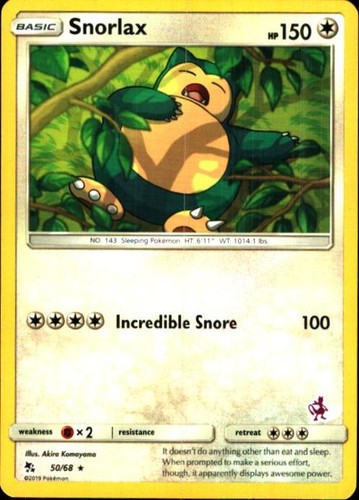 Snorlax 50/68 R Hidden Fates Pokemon LP