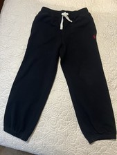 Polo Ralph Lauren Boys Size 7 Black Fleece Jogger Sweatpants Red Pony Logo