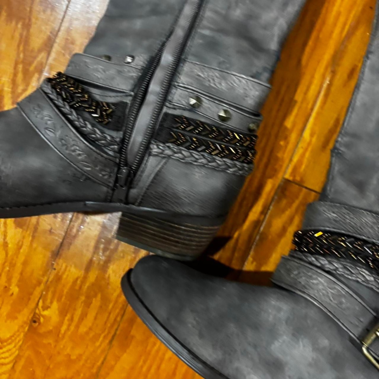 NOT RATED Boho Tall Festival Sz 8 Heeled Knee High Women's Grey and Brown Boots