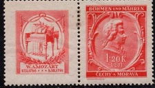 Stamps Bohemia and Moravia 1941 Wolfgang Amadeus Mozart Sc#B7 MNH