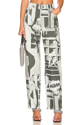Miaou Fargo Pants in Stone Grey Print XXL NWOT $255