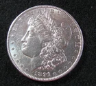 1891 - MORGAN SILVER  DOLLAR  - Strong AU / UNC