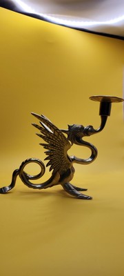Candle Holder.Victorian Solid Brass.Dragon/ Firebird.