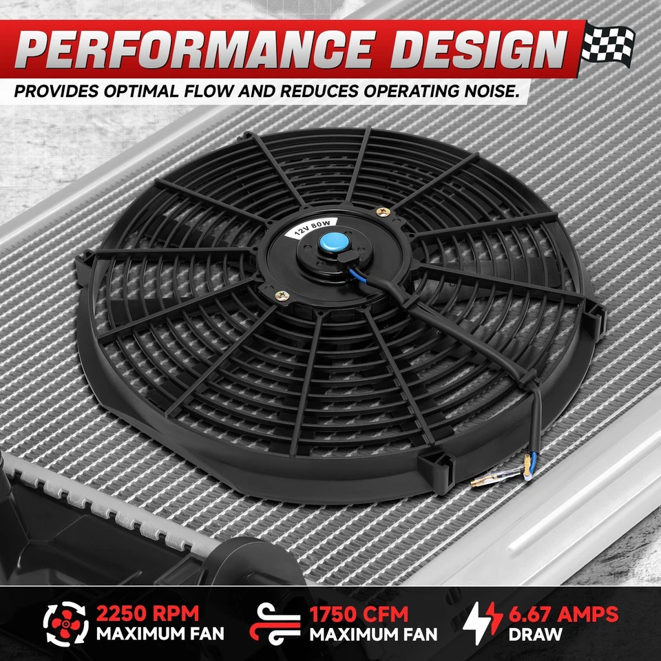 3-ROW 铝合金赛车收音机 + 14 英寸黑色风扇 适用于 83-85 MAZDA RX-7/RX7 FB/SA GSL — 第 4/4 张图片