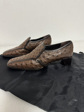Prada Shoes Mens Size 38.5 Ostrich Leather Slip On Loafers Made in Italy