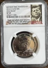 KENNEDY 50TH ANNIVERSARY 2014 D CLAD 50C HIGH RELIEF SP 69