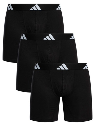 Adidas Men's 3 Pack Active Flex Cotton Boxer Briefs, Black - Picture 1 of 7