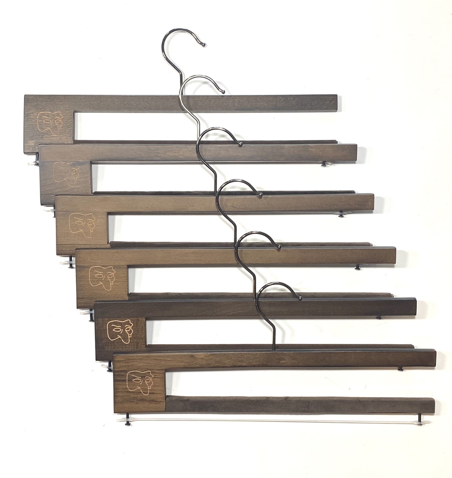 Marco Pescarolo Real Wood OpenEnded Pant Hangers With Flocked Dowel (Set Of 6) eBay
