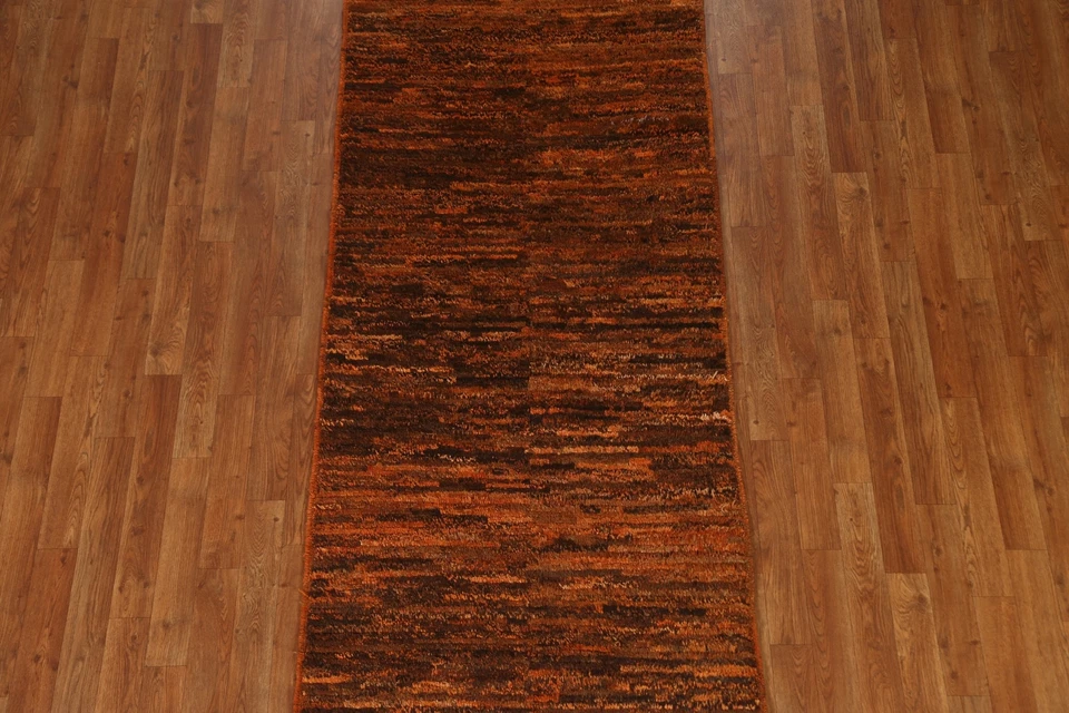 Abstract Moroccan 10 ft. Runner Striped Rug Wool Hand-made 3x10 - Image 4 of 4