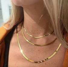 16"-22" Snake Chain Necklace Gold Silver Herringbone Choker Neck Chains Unisex