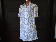 VTG 50s 60s Sears Purple Mod Floral Faded Duster Shift Granny House Dress Sz M