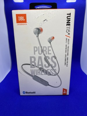 Ear Phones JBL Tune 115BT Pure Bass Wireless Grey Bluetooth | eBay
