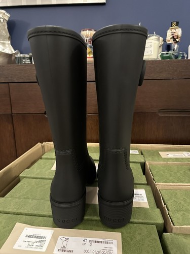 Gucci Women’s Double GG Black Wellington Boots - Size 6UK/EU39 - Picture 3 of 9