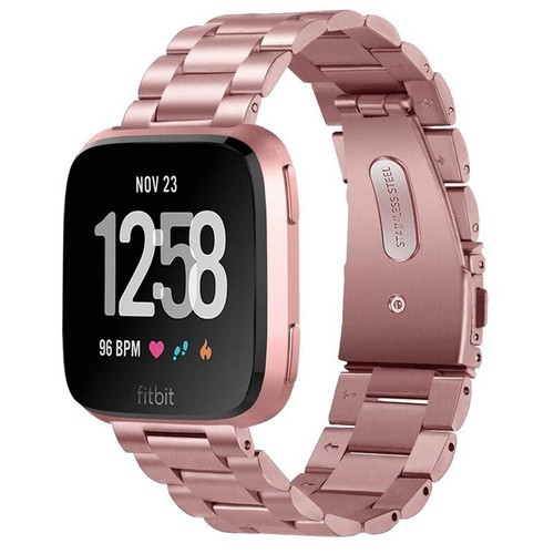 Correa de correa de reloj de acero inoxidable de metal StrapsCo para Fitbit Versa / 2 / Lite - Imagen 12 de 13