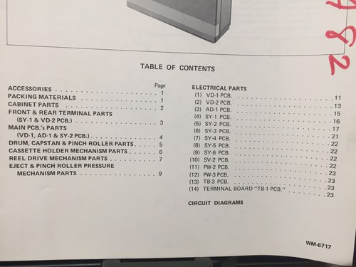 Sanyo Service Manual for the VPR4800 Beta VCR Video Cassette Recorder - Picture 3 of 3