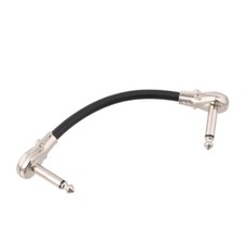 Low-Profile Right-Angle Guitar Patch Cable 1/4" Effect Cable 15cm Chrome