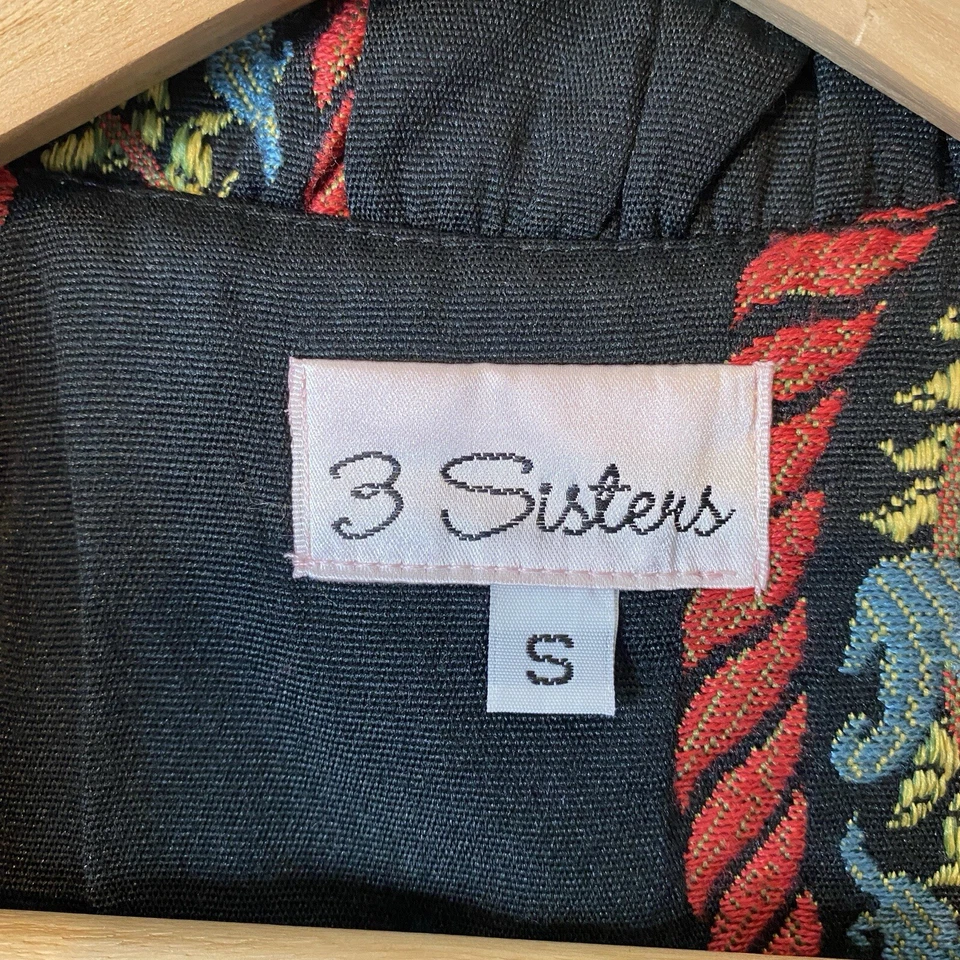 Chaqueta Tapiz 3 Hermanas Talla S Cachemira Brocado Peplum Artístico Boho Funky De Colección Y2K Foto 3 de 4