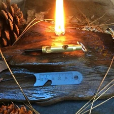 30-06 Bullet fire starter, bottle opener, whistle, Ferro Ferrocerium rod