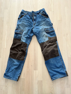 Vintage 90s Style Safe Worker Patch Denim Jeans