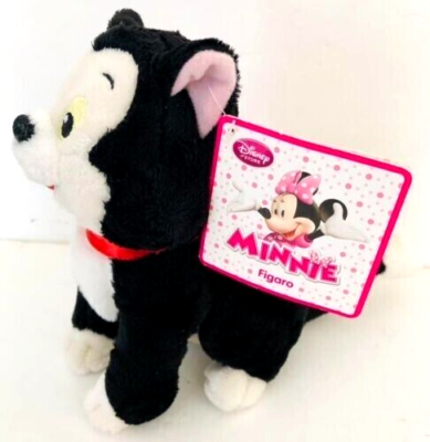 Disney Store Minnie Pet Kitten Figaro Stuffed Plush Toy Cat Bow