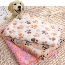 Warm Pet Blanket Dog Cat Soft Coral Fleece Paw Printed Bed Mat