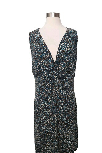 Notations Kleid 1X ärmellos Stretch braun/türkis Twist Front Pullover Etui