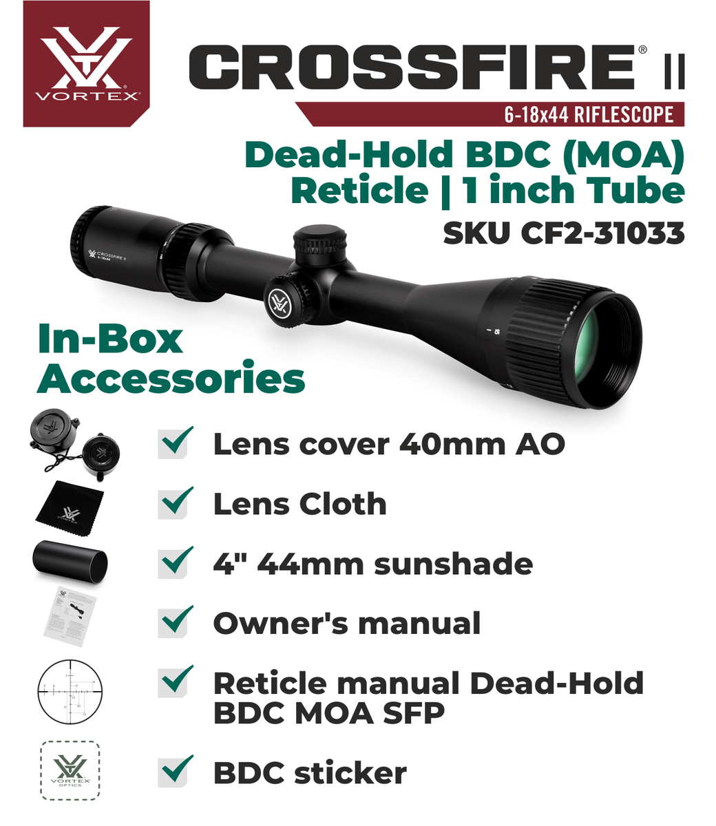 Vortex Optics Crossfire II 6-18x44 AO Dead-Hold BDC