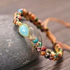 Genuine Amazonite Beaded Handmade Healing Reiki Chakra Boho Women Bracelet Gifts