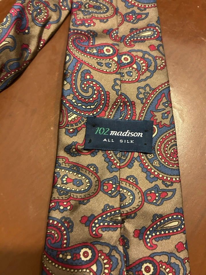 Corbata de cachemira 102 Madison marrón 100 % seda italiana hecha en EE. UU. Foto 4 de 4