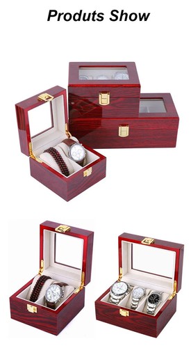Chinese 1/2/3/5/6/10/12 Positions Dark Red Wooden Watch Box Watch Storage Case - Picture 21 of 30