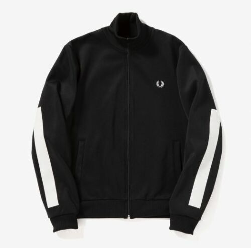FRED PERRY PRINTED SLEEVE TRACK INSULATED JACKET BLACK J9558 NEW WITH TAGS L