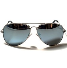 AVIATOR STYLE GUN METAL FRAME SUNGLASSES SILVER MIRROR REFLECTIVE LENS UV400