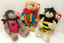 Lot-3 TY Beanie Babies Jointed 8” Teddy Bears Bugsy Beezee Picadilly w/Tags 1993