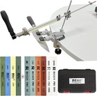 Knife Sharpener System with 10 Whetstones, 360° Rotation Flip Design