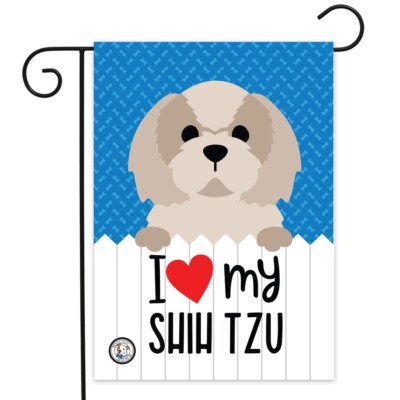 SHIH TZU dog GARDEN FLAG I Love my SHIH TZU double sided Yard decor