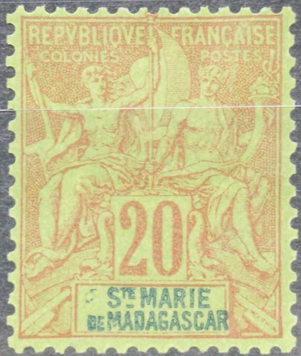 Sainte Marie MADAGASKAR MADAGASCAR 1894 7 Kolonial Allegorie 20C Allegory MH