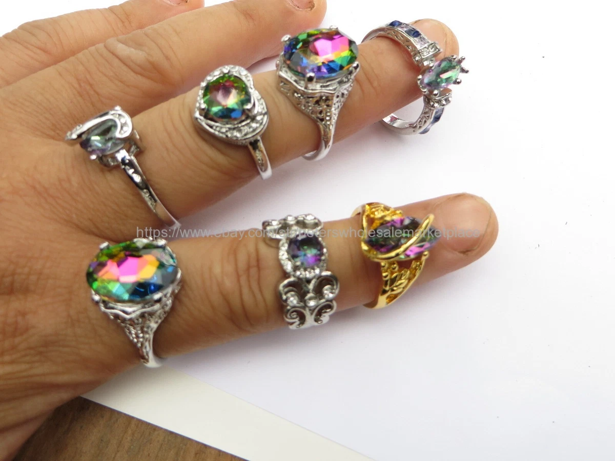 wholesale rings 15pcs iridescent cz fashion jewelry bulk lot eBay