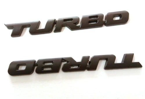 2PCS Metal Black TUBRO Emblem Badge Sticker For All Car Universal