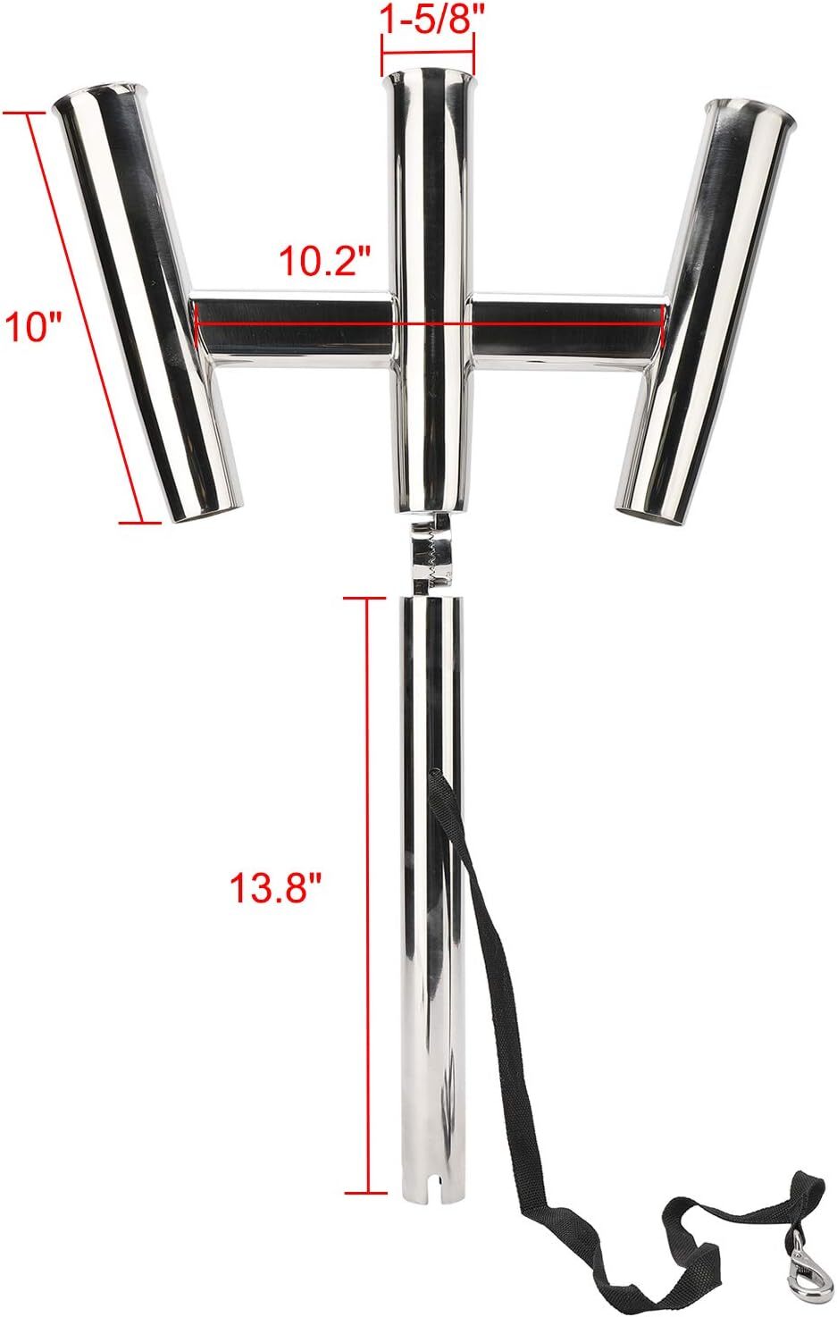 3 Tube Stainless Steel Fishing Rod Holder Trident Outrigger Kite Fishing Mount