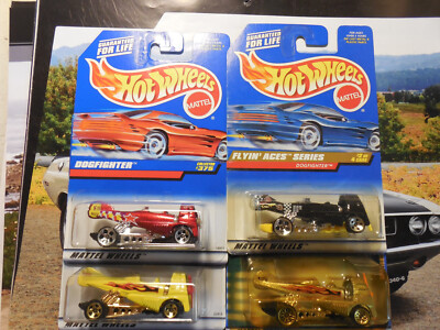 HOT WHEELS DOGFIGHTER LOT 4 VIRTUAL COLLECTION FLYIN ACES PROPELLER CAR FREE SHP