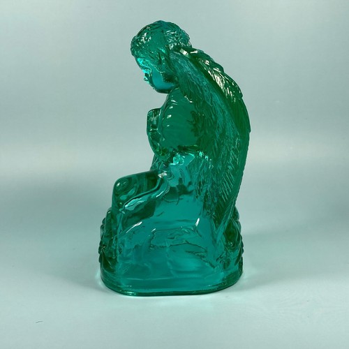 Estatuilla vintage de ángel rezante de vidrio Boyd Art #3 ~ verde Columbia - Imagen 5 de 8