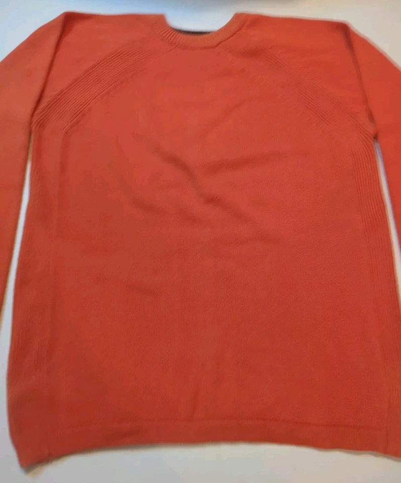 Oscar De La Renta Mens Pullover Sweater Size Large Orange Knitted CrewNeck Thick - Image 4 of 4